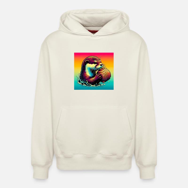 loutre - Sweat à capuche unisexe décontracté en coton biologique – de SPREAD - blanc cassé