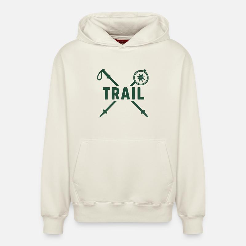 Trail Aventure Boussole et Lames - Sweat à capuche unisexe décontracté en coton biologique – de SPREAD - blanc cassé