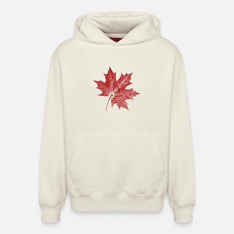 Feuille d’érable - Sweat à capuche unisexe décontracté en coton biologique – de SPREAD - blanc cassé