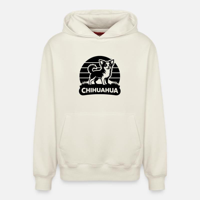 Chihuahua Silhouette - Sweat à capuche unisexe décontracté en coton biologique – de SPREAD - blanc cassé