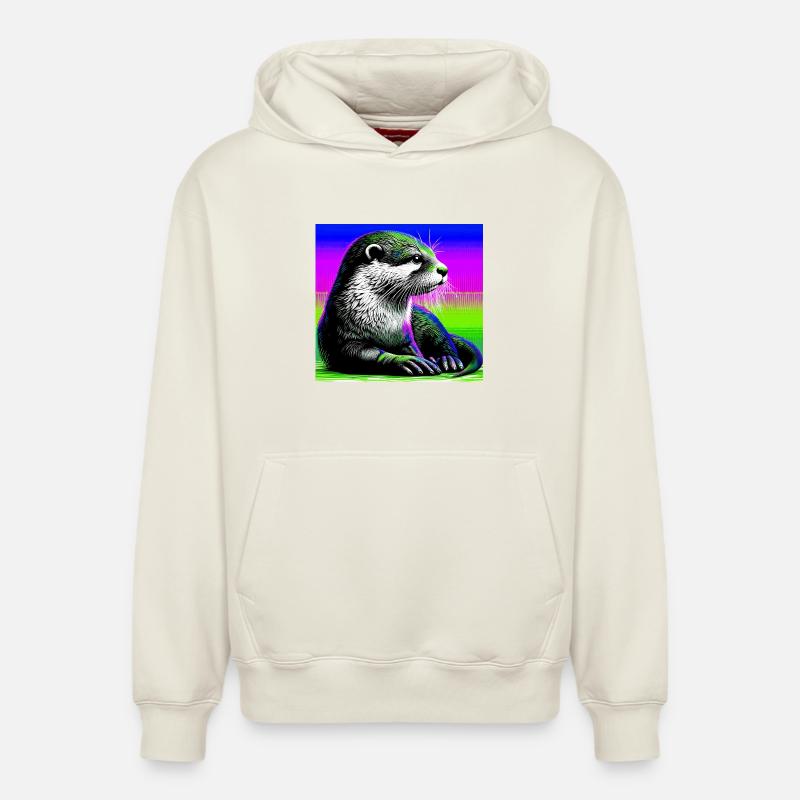 loutre - Sweat à capuche unisexe décontracté en coton biologique – de SPREAD - blanc cassé