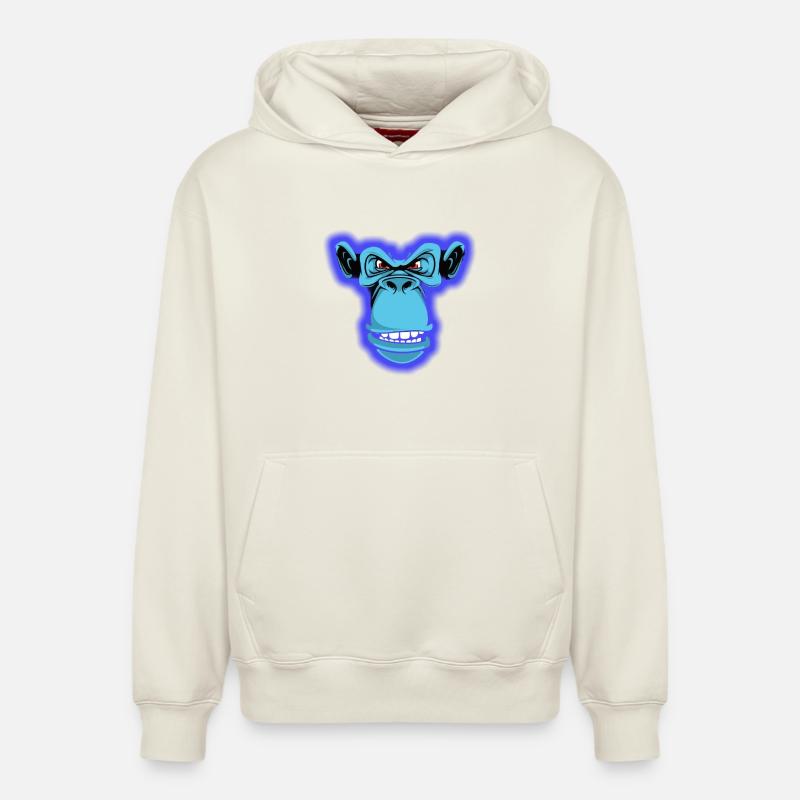 Singe bleu - Sweat à capuche unisexe décontracté en coton biologique – de SPREAD - blanc cassé