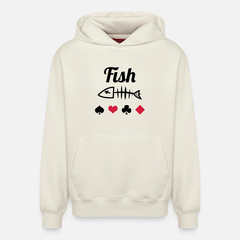 Poker : Fish - Sweat à capuche unisexe décontracté en coton biologique – de SPREAD - blanc cassé