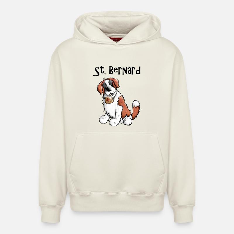 Drôle Saint Bernard - Chien - Sweat à capuche unisexe décontracté en coton biologique – de SPREAD - blanc cassé