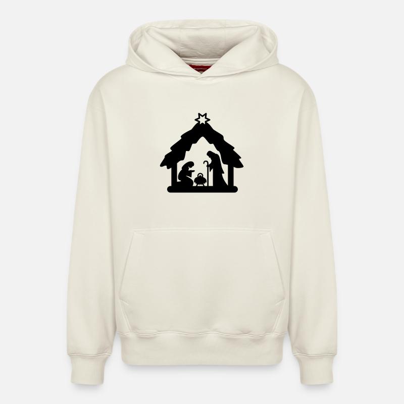 Weihnachtskrippe, Krippenfiguren, heilige Familie - Relaxed Unisex Organic Hoodie – von SPREAD - Naturweiß