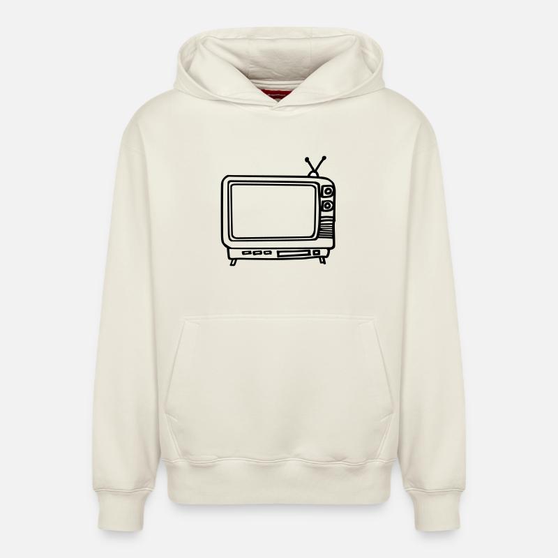 la télé - Sweat à capuche unisexe décontracté en coton biologique – de SPREAD - blanc cassé