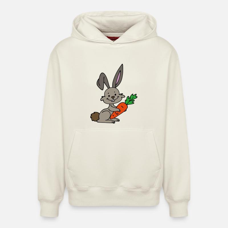 Lapin à la carotte - Sweat à capuche unisexe décontracté en coton biologique – de SPREAD - blanc cassé