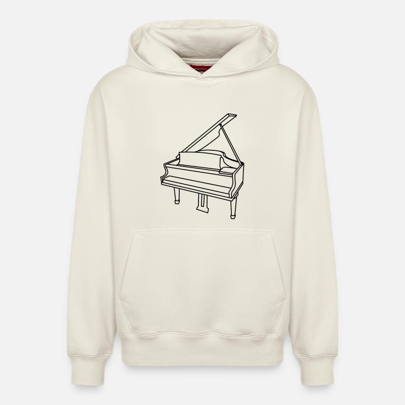 piano - Sweat à capuche unisexe décontracté en coton biologique – de SPREAD - blanc cassé