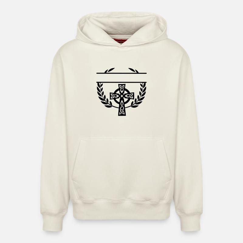 Monogramme croisé celtique - Sweat à capuche unisexe décontracté en coton biologique – de SPREAD - blanc cassé