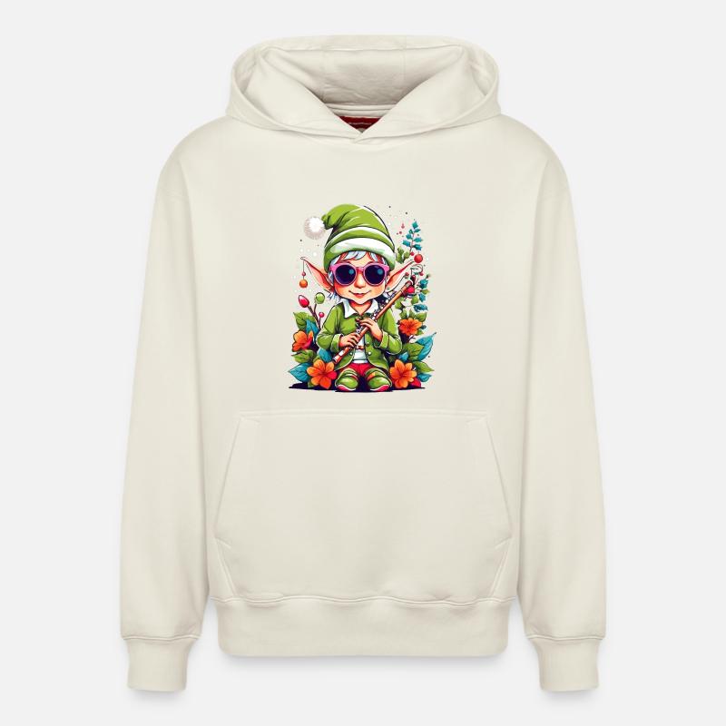 Elfe avec flûte - Sweat à capuche unisexe décontracté en coton biologique – de SPREAD - blanc cassé