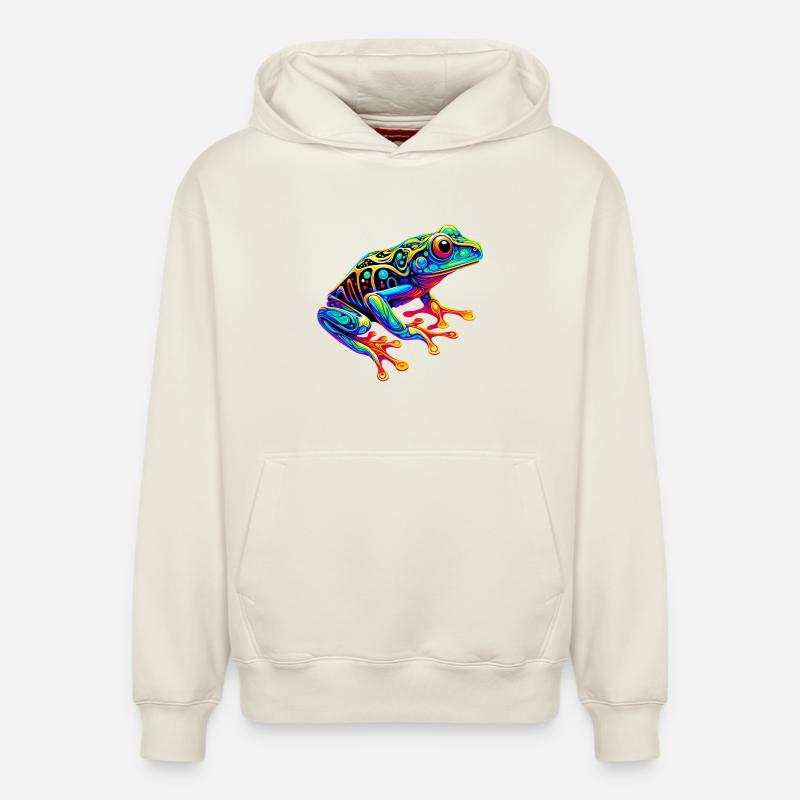 Grenouille - Sweat à capuche unisexe décontracté en coton biologique – de SPREAD - blanc cassé