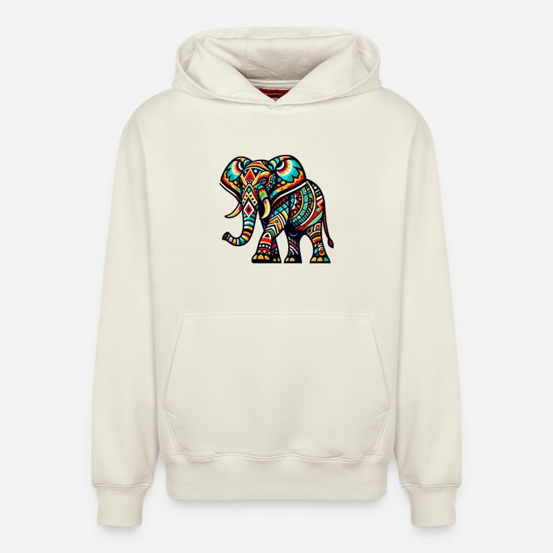 Éléphant - Sweat à capuche unisexe décontracté en coton biologique – de SPREAD - blanc cassé