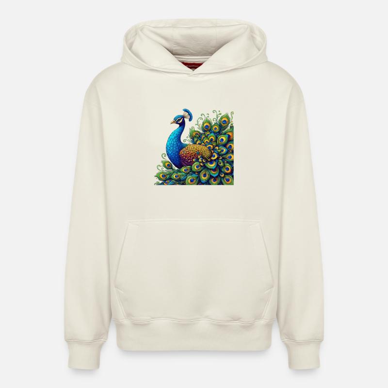 Paon - Sweat à capuche unisexe décontracté en coton biologique – de SPREAD - blanc cassé