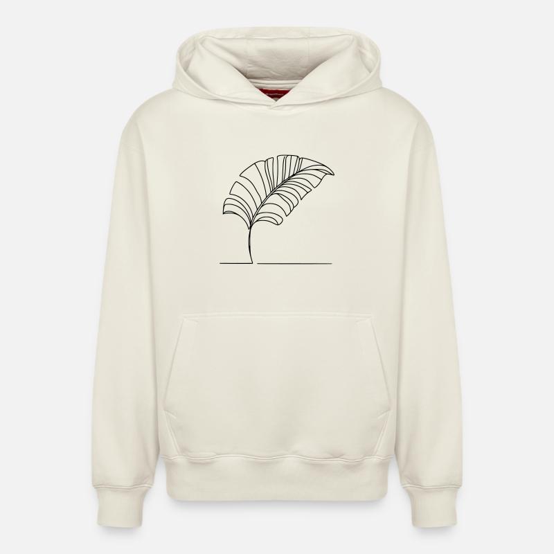 Feuille - Sweat à capuche unisexe décontracté en coton biologique – de SPREAD - blanc cassé
