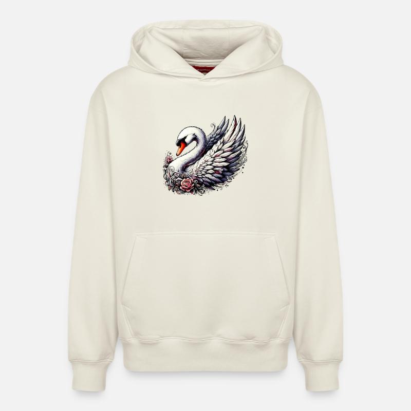 Cygne - Sweat à capuche unisexe décontracté en coton biologique – de SPREAD - blanc cassé