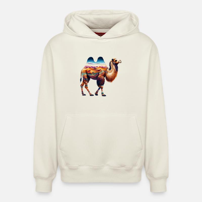 Chameau - Sweat à capuche unisexe décontracté en coton biologique – de SPREAD - blanc cassé