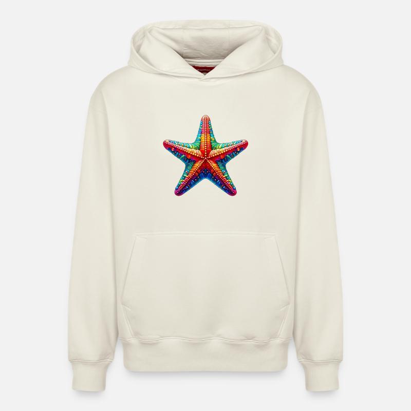 Étoile de mer - Sweat à capuche unisexe décontracté en coton biologique – de SPREAD - blanc cassé