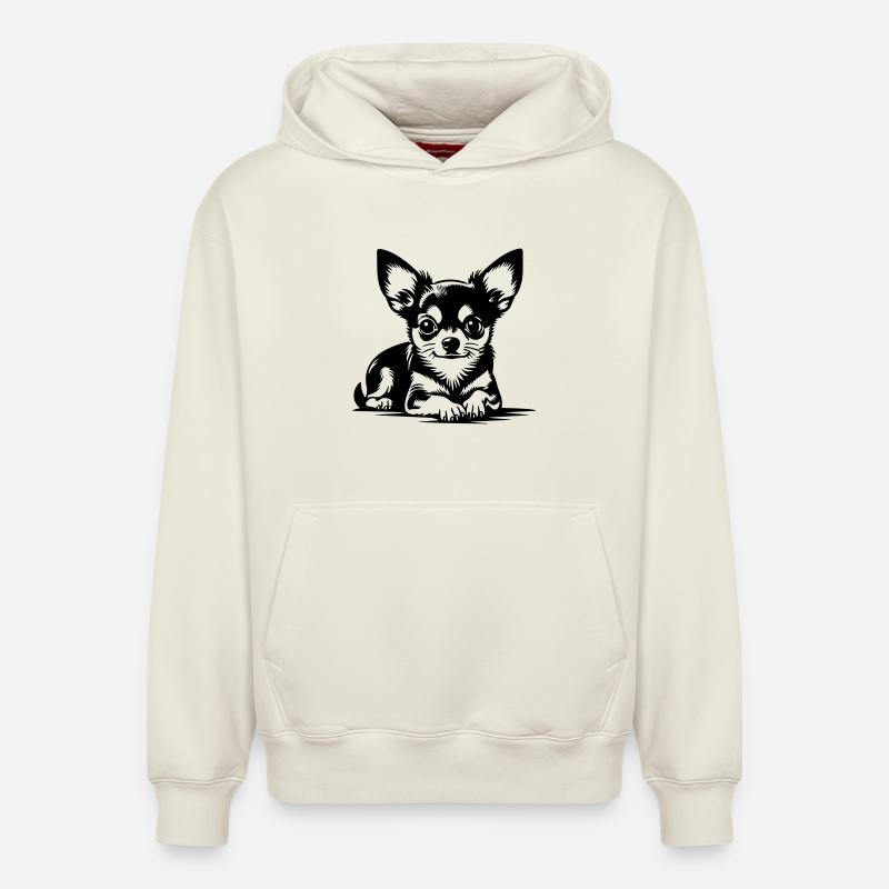 Chihuahua - Sweat à capuche unisexe décontracté en coton biologique – de SPREAD - blanc cassé