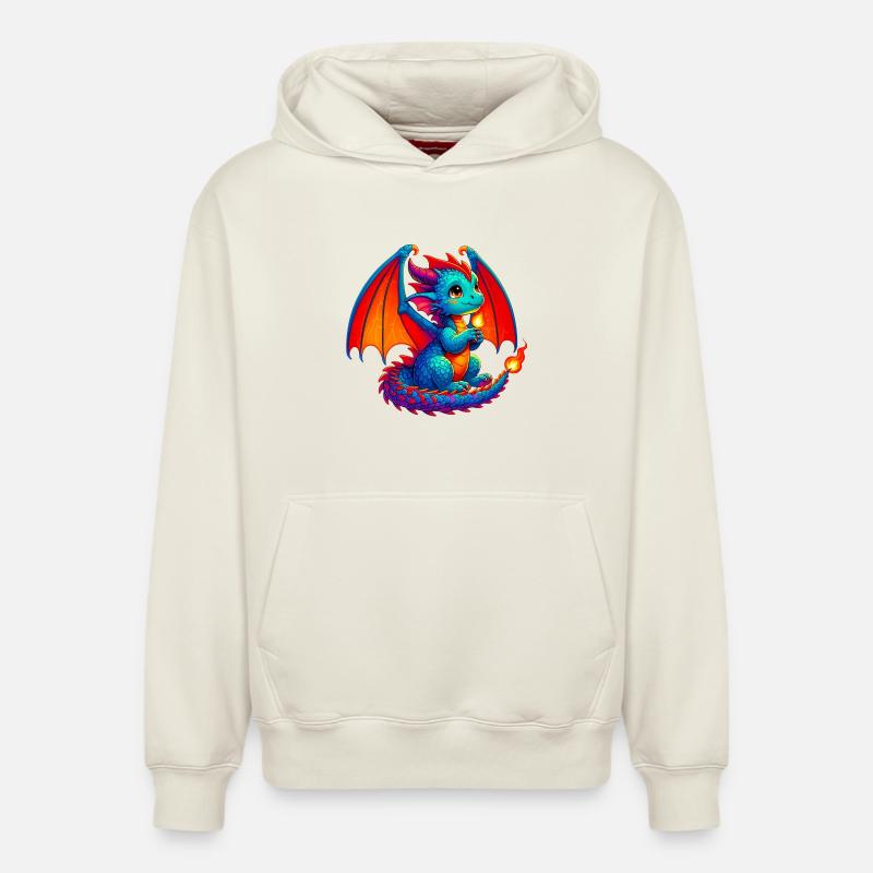 Dragon - Sweat à capuche unisexe décontracté en coton biologique – de SPREAD - blanc cassé