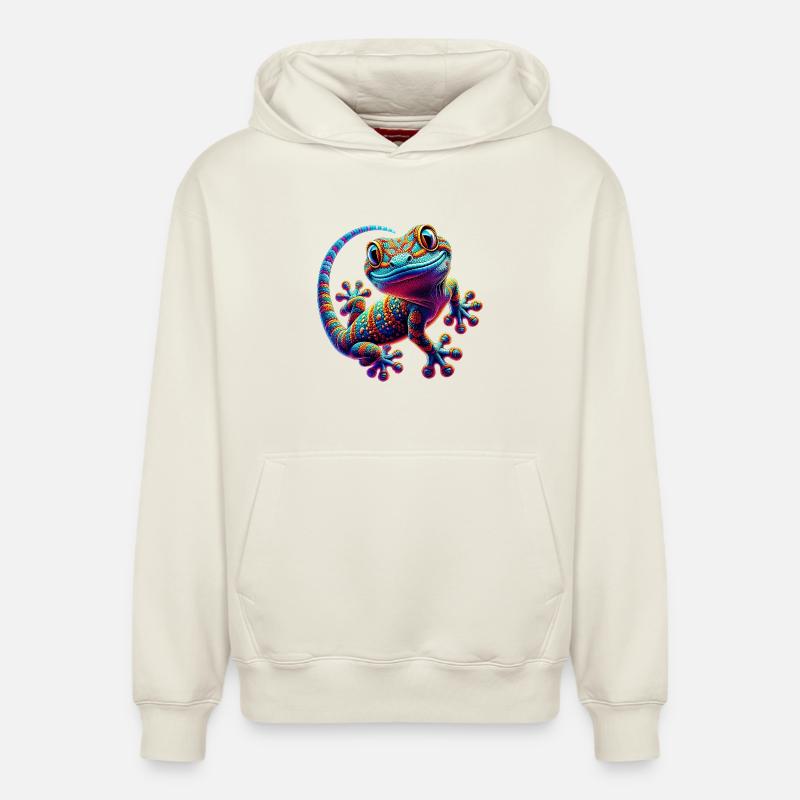 Gecko - Sweat à capuche unisexe décontracté en coton biologique – de SPREAD - blanc cassé