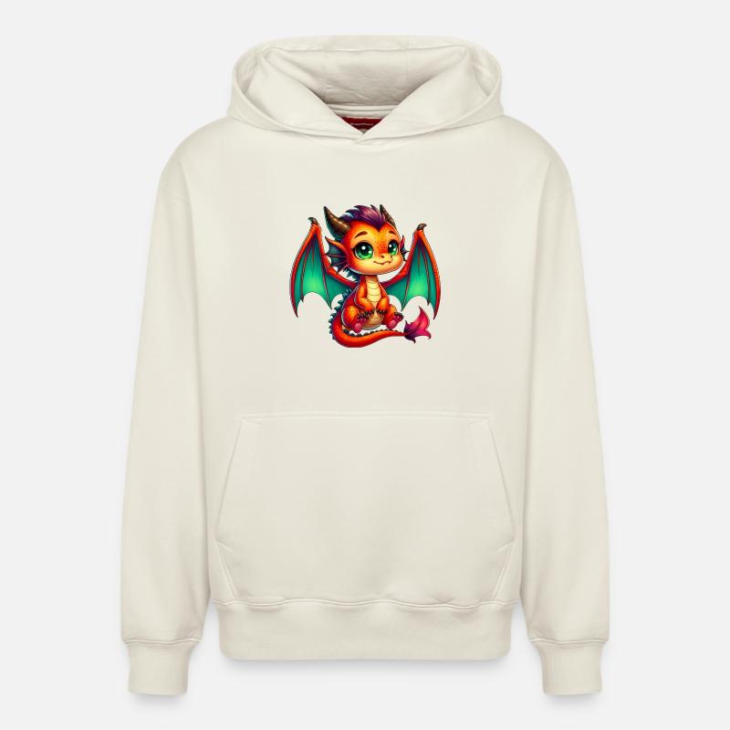 Dragon - Sweat à capuche unisexe décontracté en coton biologique – de SPREAD - blanc cassé