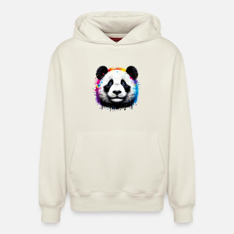 Panda - Sweat à capuche unisexe décontracté en coton biologique – de SPREAD - blanc cassé