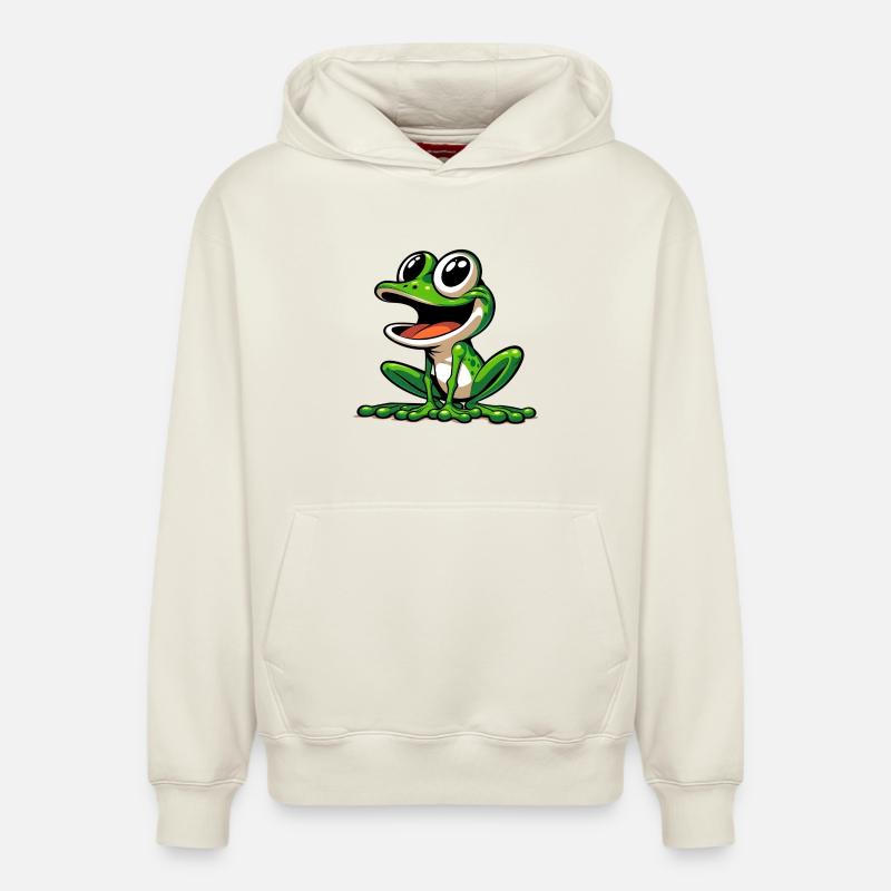 Grenouille - Sweat à capuche unisexe décontracté en coton biologique – de SPREAD - blanc cassé
