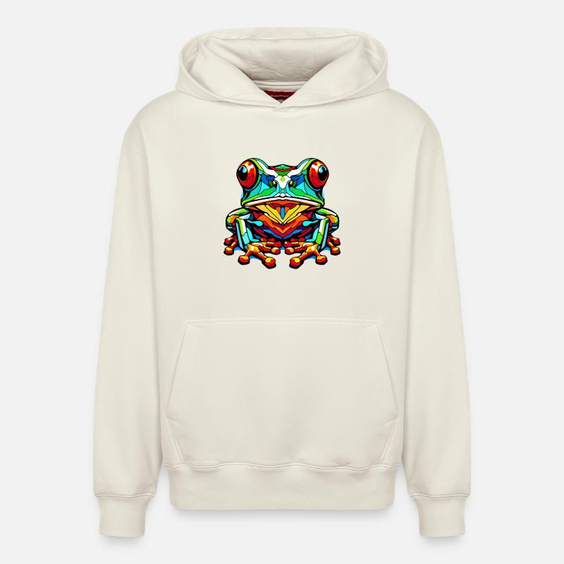 Grenouille - Sweat à capuche unisexe décontracté en coton biologique – de SPREAD - blanc cassé
