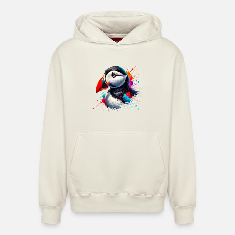 Macareux - Sweat à capuche unisexe décontracté en coton biologique – de SPREAD - blanc cassé