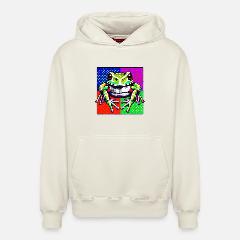 Frosch - Relaxed Unisex Organic Hoodie – von SPREAD - Naturweiß