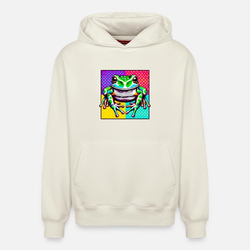 Grenouille - Sweat à capuche unisexe décontracté en coton biologique – de SPREAD - blanc cassé