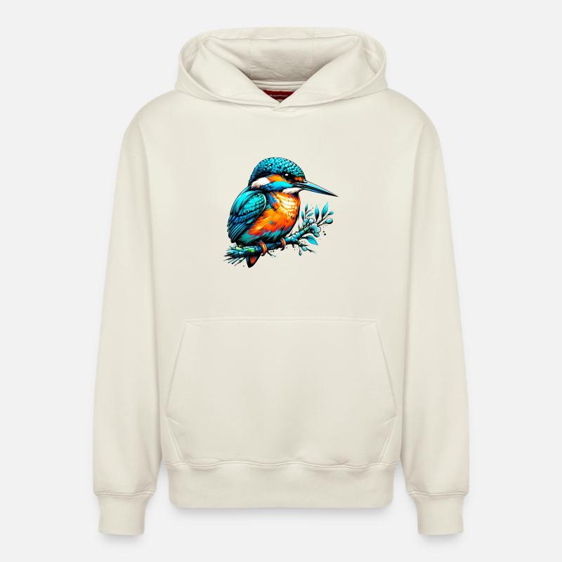 Martin-pêcheur - Sweat à capuche unisexe décontracté en coton biologique – de SPREAD - blanc cassé