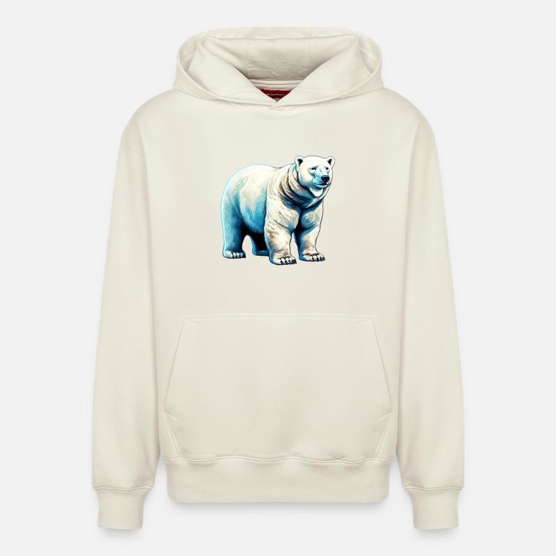 Ours polaire blanc - Sweat à capuche unisexe décontracté en coton biologique – de SPREAD - blanc cassé
