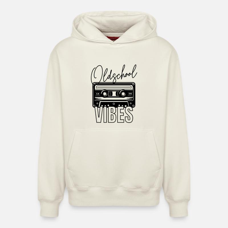 Oldschool Vibes Audio Cassette - Sweat à capuche unisexe décontracté en coton biologique – de SPREAD - blanc cassé