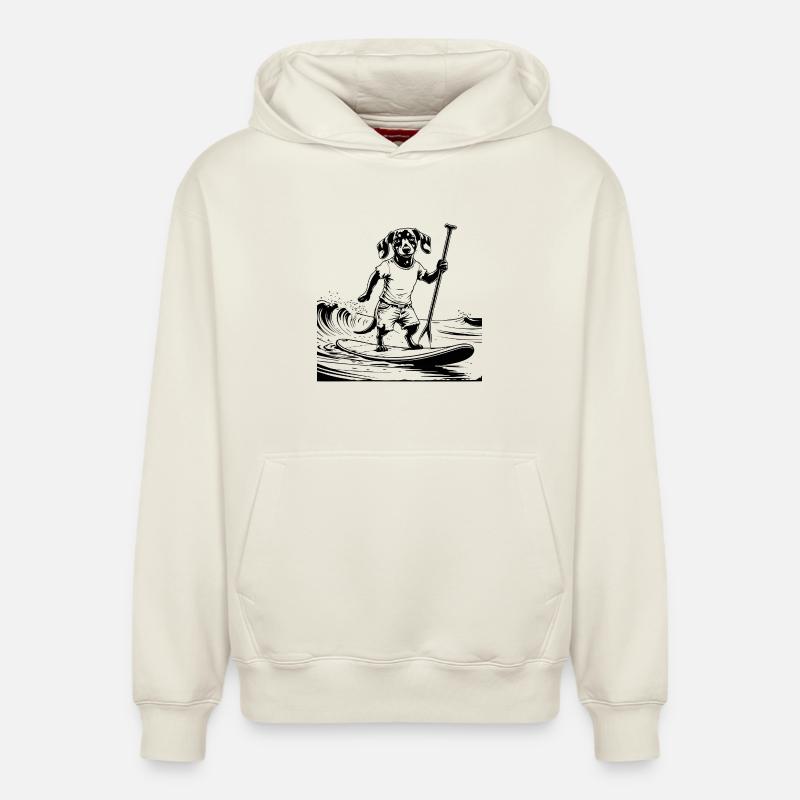 SUP SURF - Sweat à capuche unisexe décontracté en coton biologique – de SPREAD - blanc cassé
