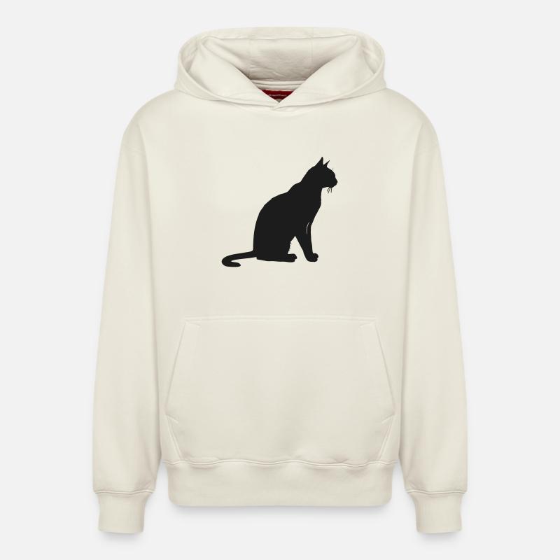 Silhouette élégante d’un chat - Sweat à capuche unisexe décontracté en coton biologique – de SPREAD - blanc cassé