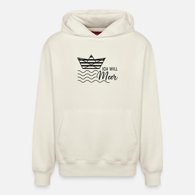 Joie de vivre maritime design - Sweat à capuche unisexe décontracté en coton biologique – de SPREAD - blanc cassé