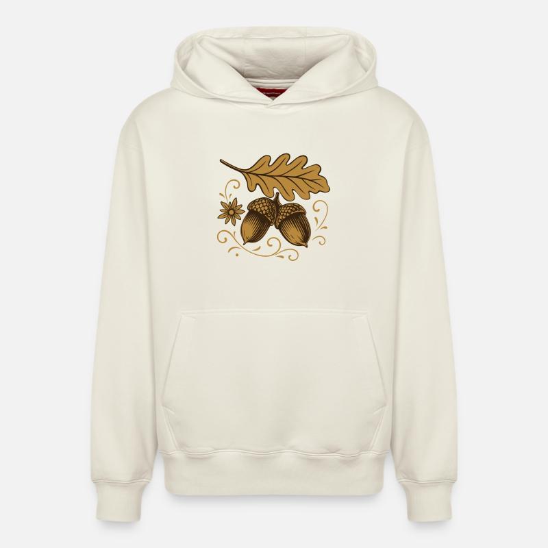 Glands avec feuilles – design d'automne - Sweat à capuche unisexe décontracté en coton biologique – de SPREAD - blanc cassé