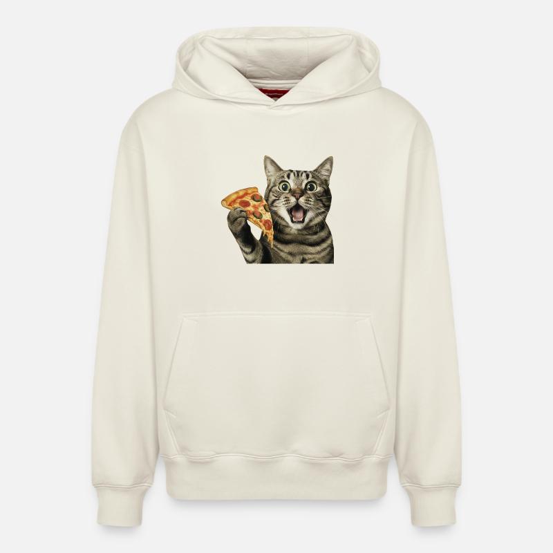 Pizza-Katze - Relaxed Unisex Organic Hoodie – von SPREAD - Naturweiß