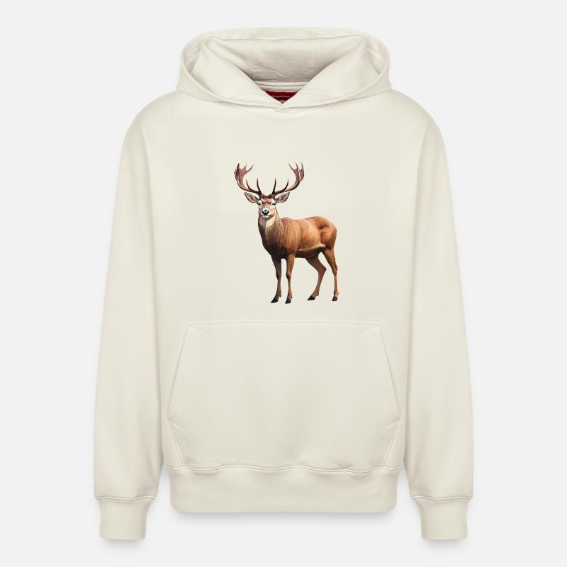 Cerf - Sweat à capuche unisexe décontracté en coton biologique – de SPREAD - blanc cassé