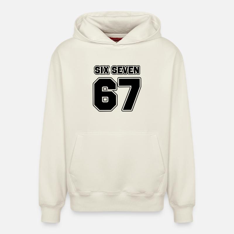 67 Six Sept - Sweat à capuche unisexe décontracté en coton biologique – de SPREAD - blanc cassé