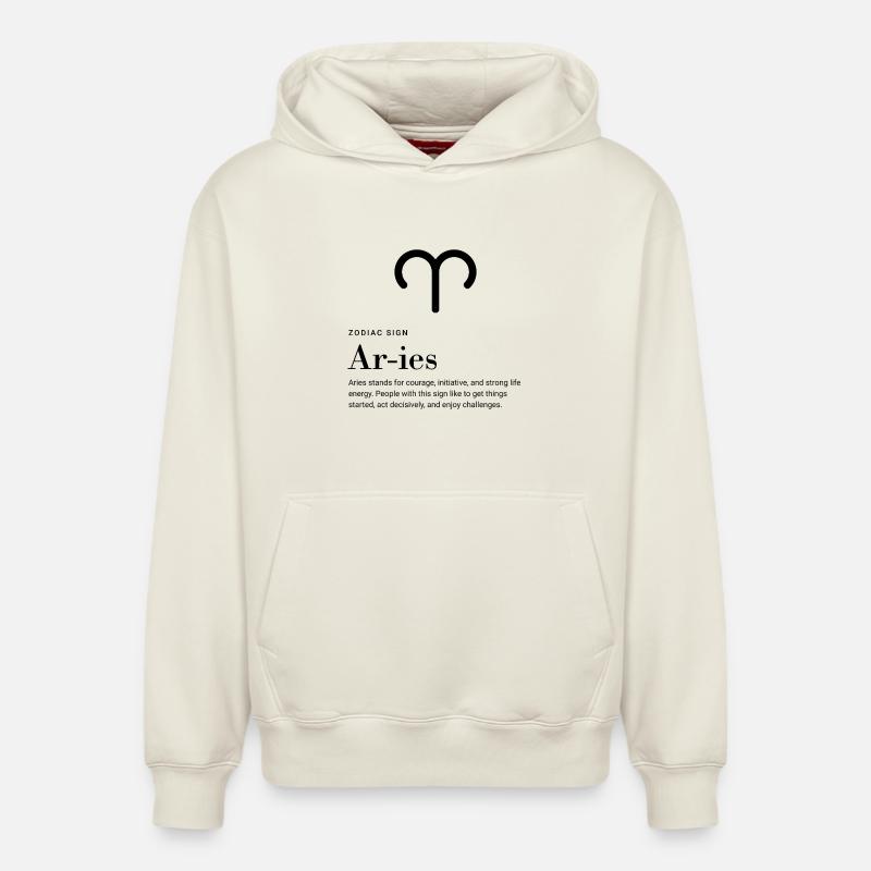 Bélier - Signe du zodiaque - Sweat à capuche unisexe décontracté en coton biologique – de SPREAD - blanc cassé
