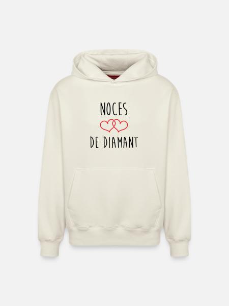 Wedding Anniversary - Diamond Wedding (60 years) - Relaxed Unisex Organic Hoodie – by SPREAD - off white