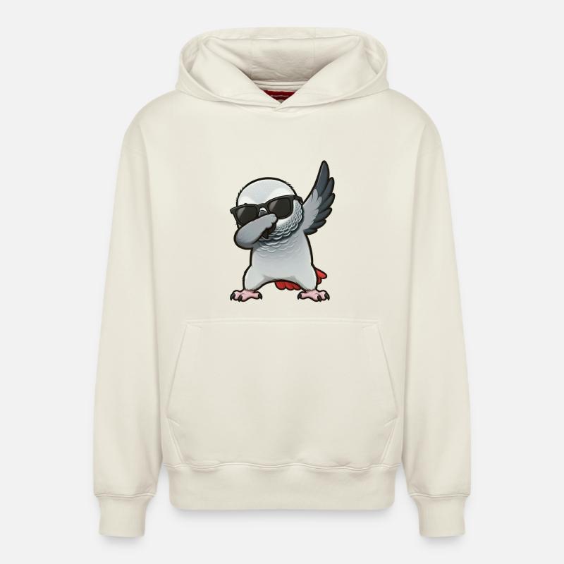 Tamponnement du perroquet gris d’Afrique - Sweat à capuche unisexe décontracté en coton biologique – de SPREAD - blanc cassé