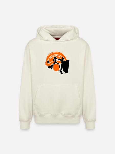 Forsthelm Baumpflege Waldarbeiter Holzfäller - Relaxed Unisex Organic Hoodie – von SPREAD - Naturweiß