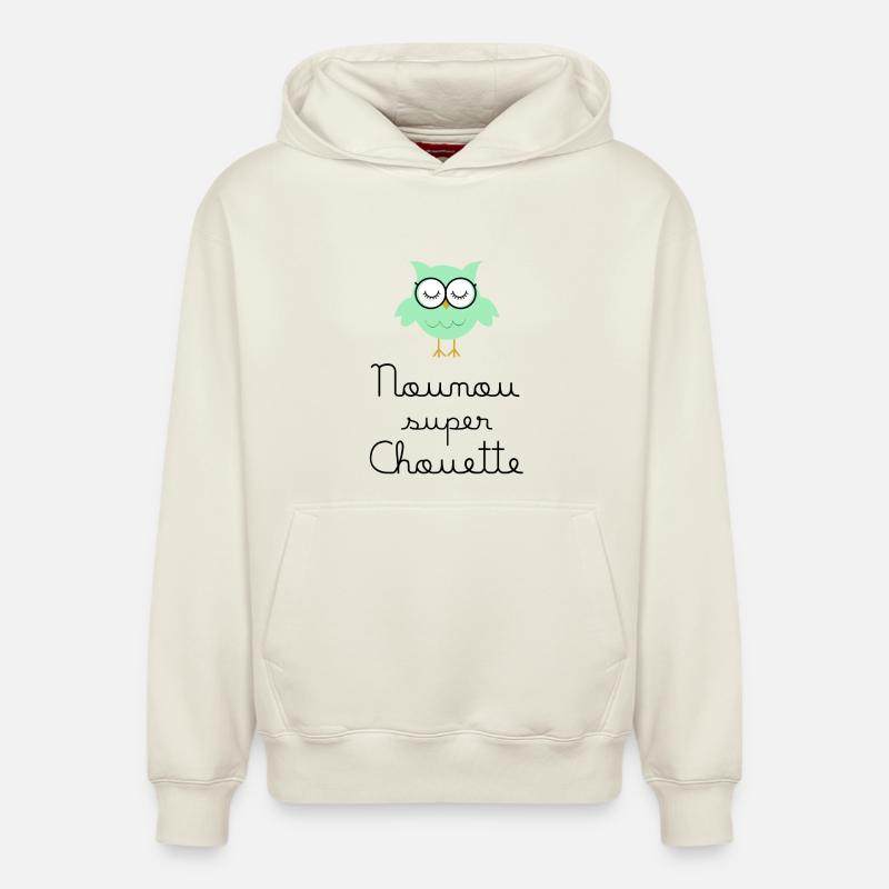 Kindermädchen große Eule - Relaxed Unisex Organic Hoodie – von SPREAD - Naturweiß