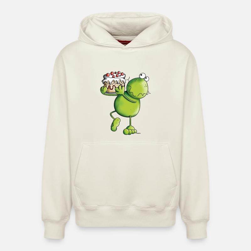 Grenouille avec gâteau - Sweat à capuche unisexe décontracté en coton biologique – de SPREAD - blanc cassé
