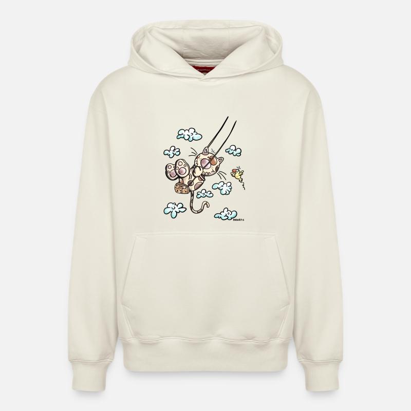 Cat sur la balançoire - Sweat à capuche unisexe décontracté en coton biologique – de SPREAD - blanc cassé