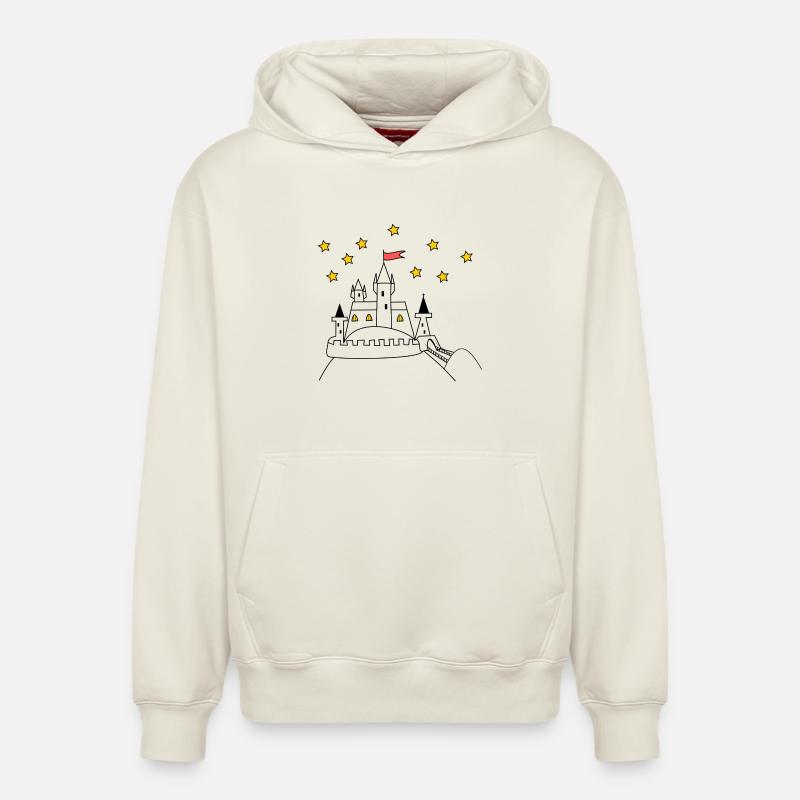 Château - Sweat à capuche unisexe décontracté en coton biologique – de SPREAD - blanc cassé
