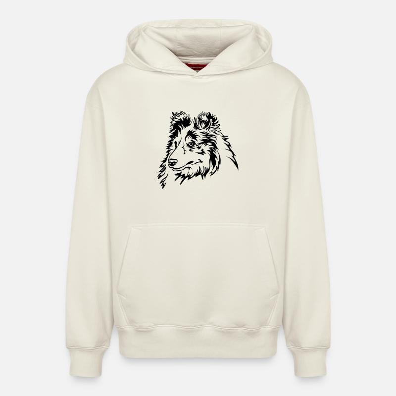 Sheltie Kopf - Sweat à capuche unisexe décontracté en coton biologique – de SPREAD - blanc cassé